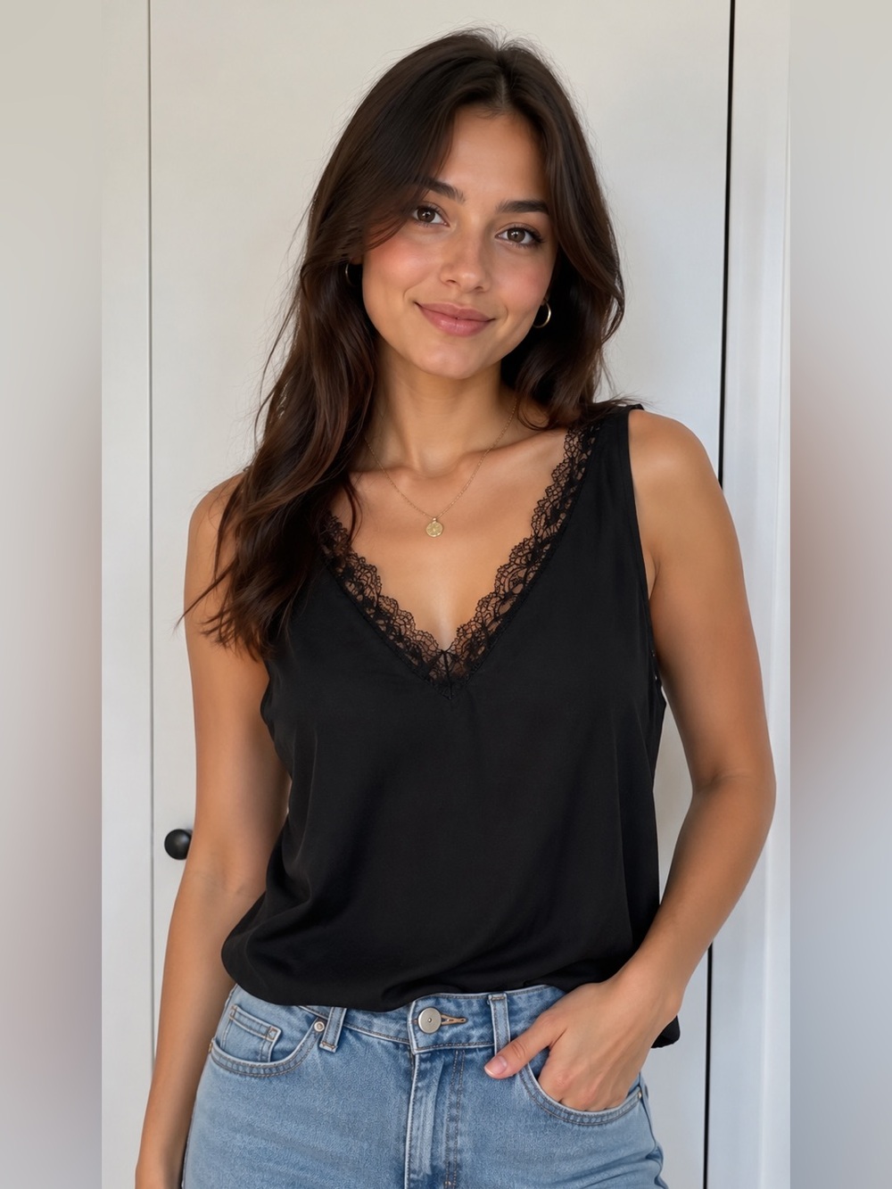 SHEIN V-neck Camisole with Lace Trim | Size XS